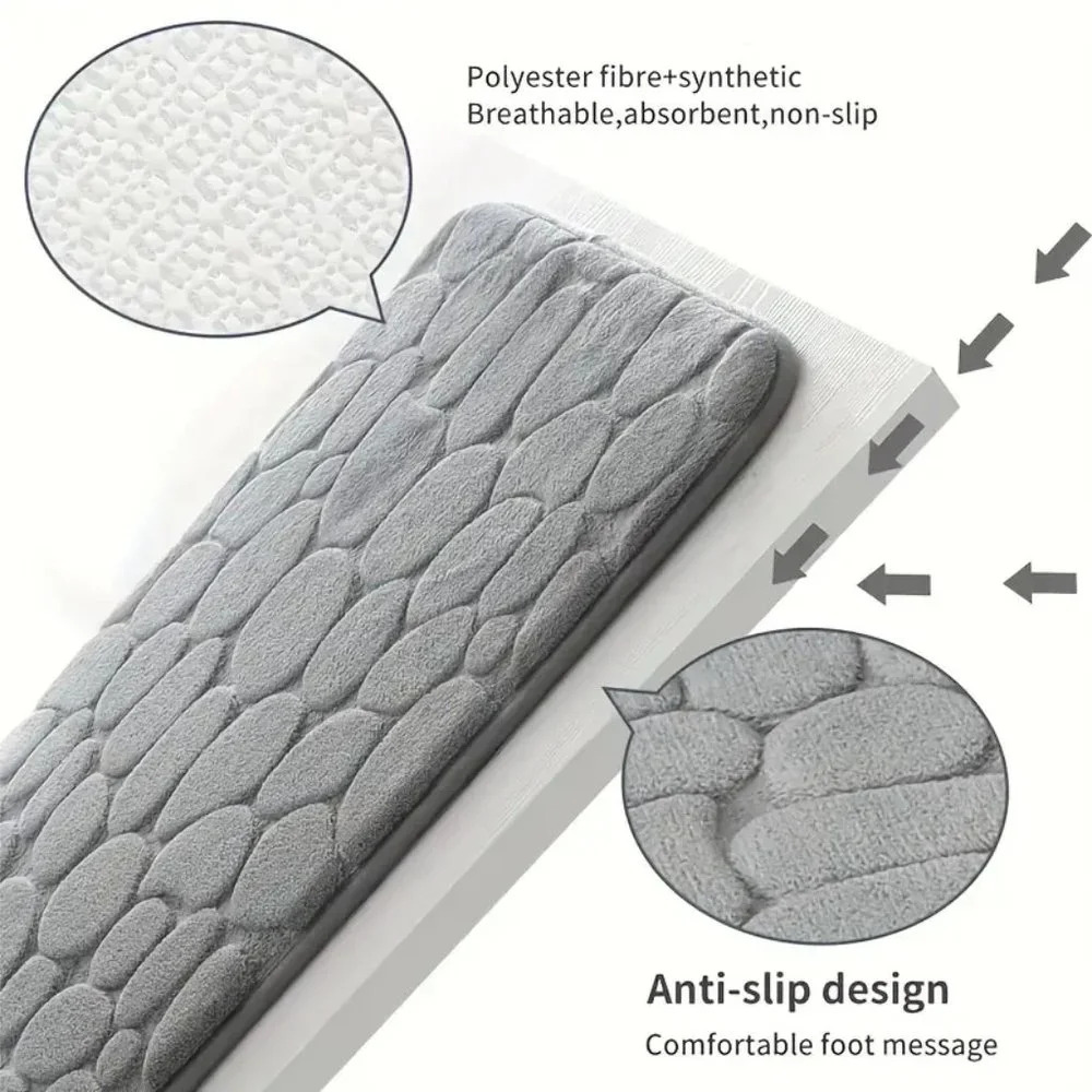 Memory Foam Cobblestone Embossed Bath Rug Mat - Picture 2 of 6